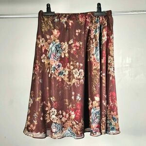 EUC Coldwater Creek  Floral Brown Skirt XXL